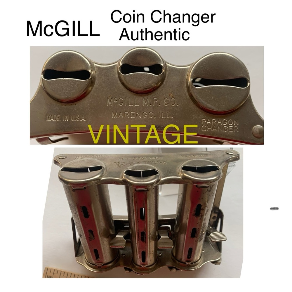 PARAGON Coin Changer McGill - VINTAGE Silver toned heavy metal - works!